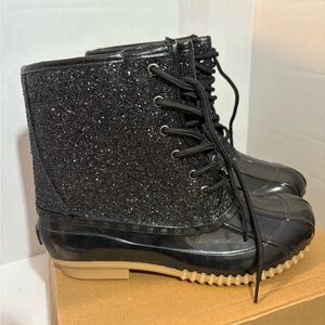 SUGAR Skipper Glitter Duck Boots women’s size 7M black sparkle winter New In Box